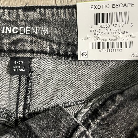 INC Women's Denim High Rise Acid Wash Jean Shorts - Black - Size 4 27 - $70 - Picture 7 of 10
